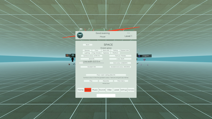 MOVE Spaces editor in the Ocean glass room